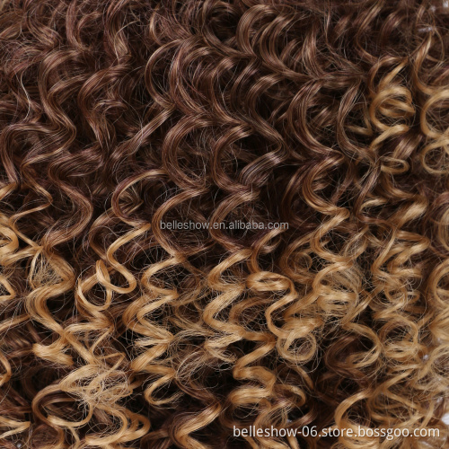 Hot sell Synthetic Afro Kinky Curly Wigs  For Black Women Heat Resistant Fiber Ombre Blonde Short Curly Wigs